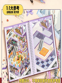 Xinmo DIY Scene Sticker Collection Book with Positioning Lines for Girls, Students, Adults - Stress Relief Toy, Miniature Collage, Quiet Book