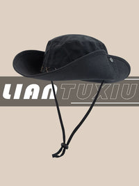 American Retro Western Cowboy Hat for Women, Outdoor Hiking Sun Protection Fisherman Hat with Wide Brim