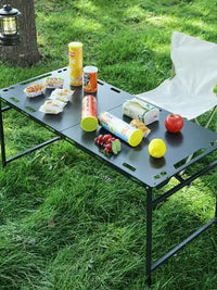 Hydraulic Adjustable Folding Camping Table with Light Stand Option, Lightweight Outdoor Tactical Desk