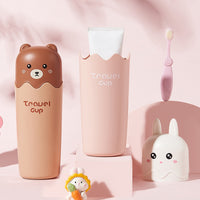 Portable Cartoon Animal Travel Toothbrush Holder & Mouthwash Cup Set for Family