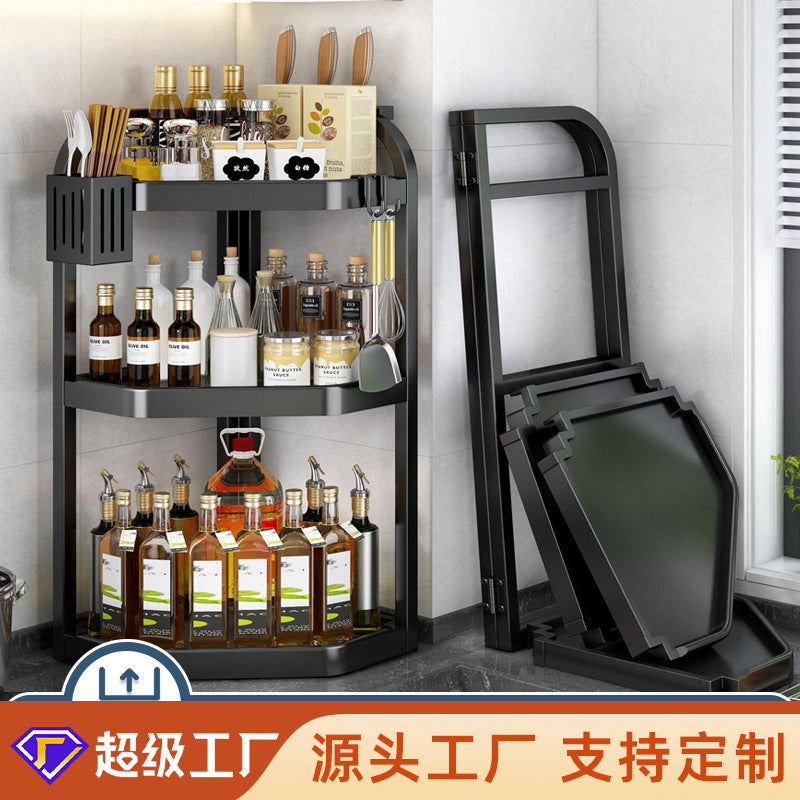 Stainless Steel Pot Lid Holder, Multi-Layer Countertop Corner Storage Rack for Kitchen Cabinet Organization