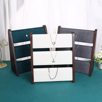 Walnut Wood 2-Tier Necklace Display Stand Jewelry Organizer for Bracelets and Necklaces