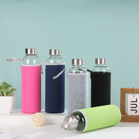 Borosilicate Glass Water Bottle with Protective Sleeve for Sports and Daily Use