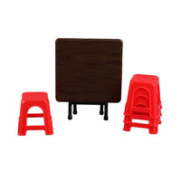 Miniature Dollhouse Foldable Dining Table and Chairs Set for Kids' Pretend Play