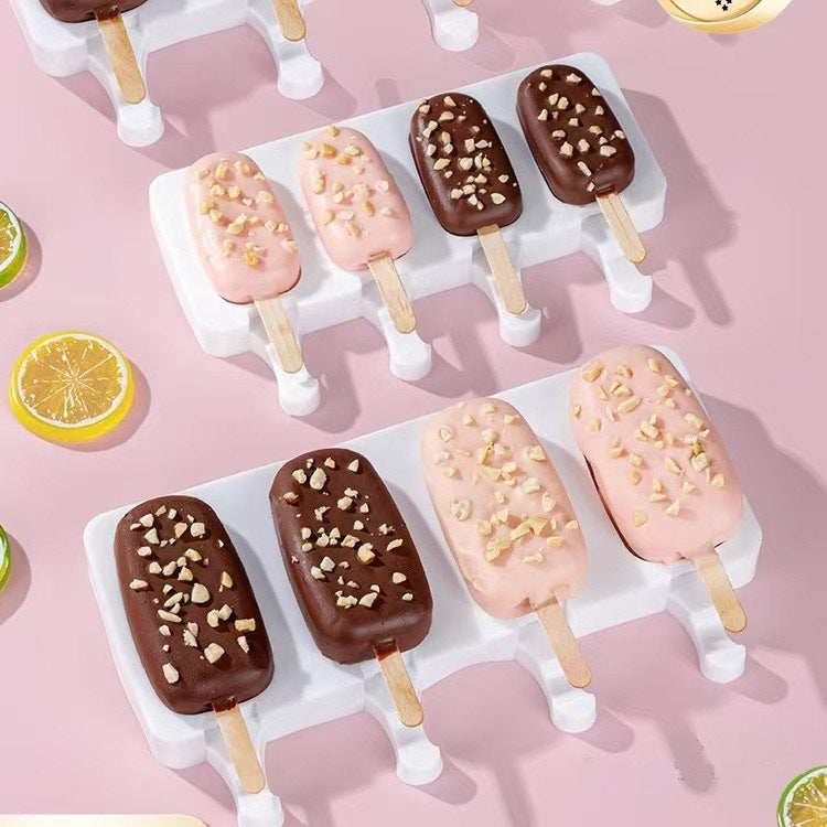Oval Ice Cream Bar Molds with Lids and Sticks, Easy Release DIY Popsicle Maker for Home