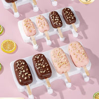 Oval Ice Cream Bar Molds with Lids and Sticks, Easy Release DIY Popsicle Maker for Home