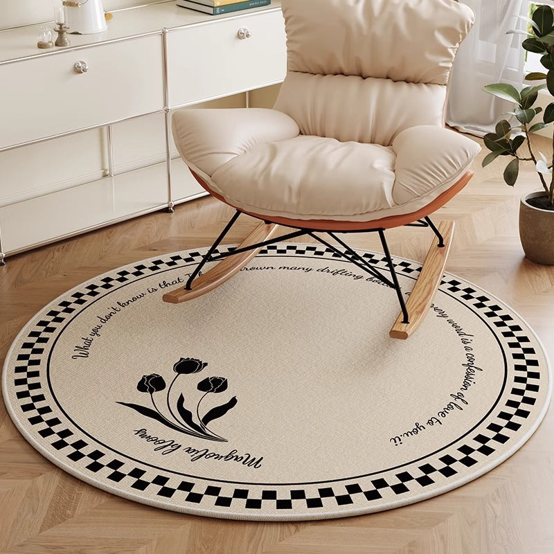 Round Lambswool or Velvet Area Rug for Bedroom Living Room Balcony