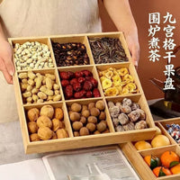 Chinese Style Wooden Divided Snack Serving Tray for Nuts and Candies