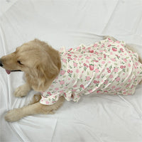 Pet Dog Dress with Floral Pattern and Hat for Medium to Large Breeds