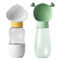 Portable Pet Water Bottle and Food Dispenser for Dogs and Cats, Travel Drink Feeder with Food Compartment