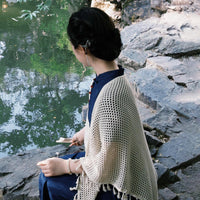 Women's New Chinese Style Qipao Shawl Thin Hollow Knit Cape for Spring/Autumn