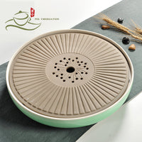 Ceramic Dry Bubble Tea Tray with Water Storage, Japanese Style Large Tea Table for Kung Fu Tea Ceremony