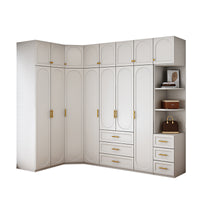 French Style Wardrobe with Dressing Table and Desk Combination, Modern Minimalist Home Bedroom Corner Closet