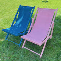 Portable Folding Beach Chair with Wooden Frame and Canvas Seat for Outdoor Relaxation