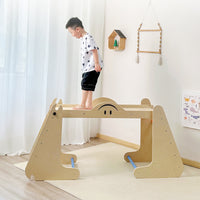 Kids Wooden Climbing Frame with Slide or Arch Climber for Indoor Sensory Play