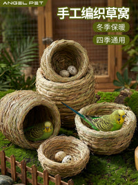 Handmade Woven Grass Bird Nest for Budgies Warm Breeding Box Bird House Pet Supplies Cage Accessories