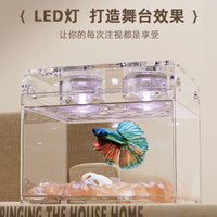 Mini Stackable Betta Fish Tank with Landscape Decor, Thickened Clear Acrylic Aquarium for Home Office