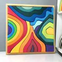 Wooden Rainbow Pyramid Stacking Blocks for Kids and Adults, Educational Building Toy