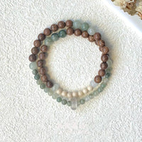 Chinese Style Green Aventurine Double-Layer Bracelet with Sandalwood Beads