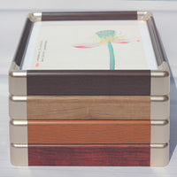 Square Faux Wood Picture Frame with Copper Corners, New Chinese Style Decor