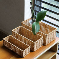Kens Woven Desktop Storage Basket for Remote Controls, Spices, and Bathroom Organization