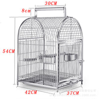Portable Stainless Steel Parrot Travel Cage for Medium to Large Birds - 304 Stainless Steel Observation Display Breeding Cage