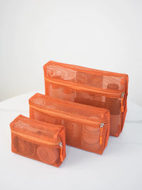 Mesh Cosmetic Bag Set for Travel and Makeup Brush Storage