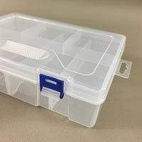 Clear Double-Layer 8-Compartment Plastic Storage Box with Detachable Dividers