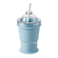 Portable Silicone Ice Ball Maker Cup with Straw, Foldable and Food-Grade for Summer Outdoor Use