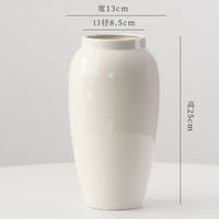 Nordic Minimalist White Ceramic Vase for Hydroponic and Dried Flowers, Table Centerpiece