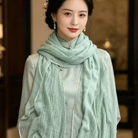 Lace Cotton Linen Scarf Shawl for Women, Lightweight and Soft