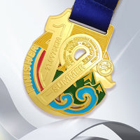 3D Embossed Marathon Race Medal with Hollow Design and Colored Enamel