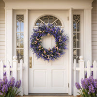 Artificial Lavender Wreath for Front Door Decor