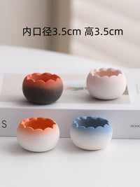 Mini Ceramic Succulent Planter with Wavy Rim, Handmade Desktop Decorative Flower Pot
