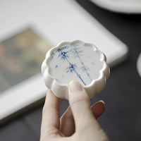 Hand-Painted Blue and White Floral Teapot Lid Rest for Gongfu Tea Ceremony