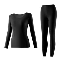 Women's Thermal Underwear Set, Seamless Ribbed Velvet Base Layer for Winter