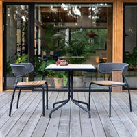 Outdoor Wicker Patio Dining Set for Garden, Villa, Balcony - Rattan Style Chairs & Wood-Plastic Composite Table