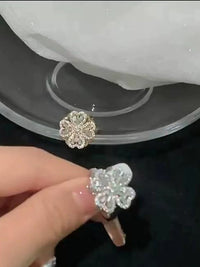 Four-Leaf Clover Rotatable Ring for Women, Adjustable Opening, Elegant Design