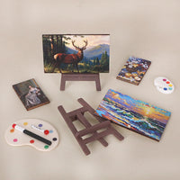 Miniature Dollhouse Painting Easel & Palette Set for DIY Scene Decoration