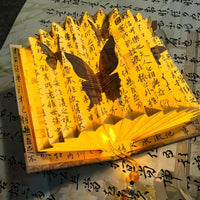 Chinese Style Butterfly Paper Carving Fan-shaped Book Lamp Creative Folding DIY Night Light Ornament
