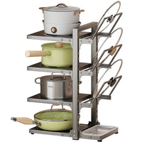 Multi-layer Pot and Pan Organizer Rack for Kitchen Countertop or Under Sink Cabinet