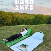 Outdoor Waterproof Beach Mat with Inflatable Pillow, Foldable Camping Picnic Blanket