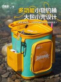Portable Multifunctional Fishing Bucket with Rod Holders and Storage Bag for Outdoor Fishing