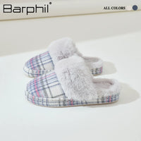 Barphil Winter Warm Plush Slippers for Women and Couples, Closed-Toe Soft Sole