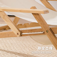 Creative Outdoor Camping Chair Solid Wood Canvas Folding Beach Lounge Chair Portable Moon Chair