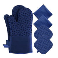 Silicone Heat Resistant Oven Mitts and Pot Holders Set for Kitchen Baking and Grilling