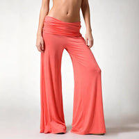 Women's Wide Leg Yoga Pants Loose Casual Solid Color Bell Bottom Trousers
