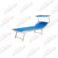 Outdoor Folding Lounge Chair with Canopy, Portable Sunshade Beach Cot for Patio Poolside Camping