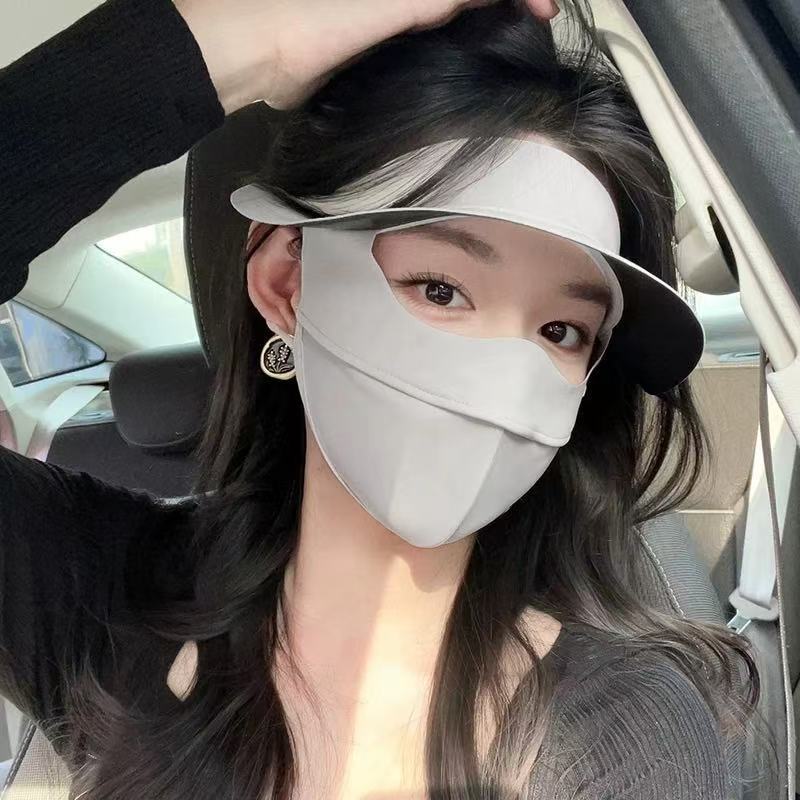 UV Protection Sun Visor Face Mask for Women, Breathable Full Face Cover with Brim
