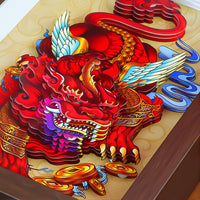 Chinese Trend DIY Lion Dance 3D Paper Carving Frame Art Decor